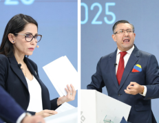 Luisa González e Iván Saquicela se enfrentaron en el debate presidencial.