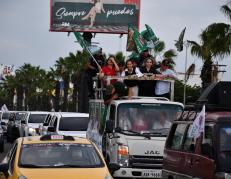 La candidata presidencial Andrea González en Machala.