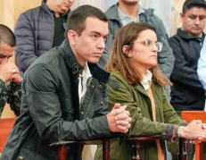 Daniel Noboa y María José Pinto, en Latacunga.