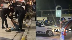 Capturas de pantalla de videos en los que se observa a la Policía Nacional tratando de disipar a la gente en  la fiesta 'Proyecto X'