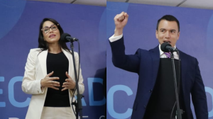 Luis González y Daniel Noboa usan chaleco antibala en el debate presidencial.