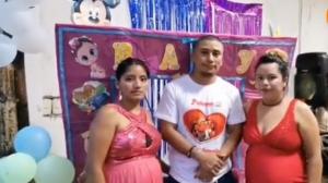 Celebró el 'baby shower' con sus dos mujeres en la misma fiesta