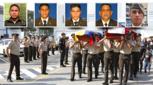 Estos son los cinco uniformados asesinados el martes. Los restos de los policías Chunata Martínez y Contreras Montoya fueron velados en el cuartel Modelo.