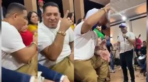 Estas son capturas del vídeo del festejo de Junior Roldán, que circuló en redes sociales.