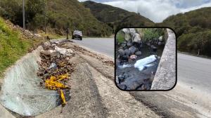 En la vía Pifo-Papallacta aún quedaban vestigios de un camión con cocaína que se volcó. 8 días después, cerca del sitio, fue hallado un cadáver (cuadro).