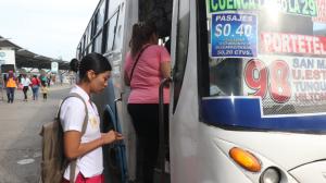 A $ 0,40 subieron el pasaje los transportistas urbanos de Guayaquil.