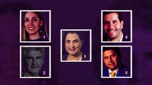 Los futuros ministros de Noboa: Sonsoles García (1), Iván Carmigniani (2), Gabriela Sommerfeld (3), Roberto Luque (4), Franklin Palacios (5).