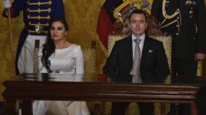 Verónica Abad y Daniel Noboa, en la posesión presidencial.