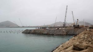 Fotografía de archivo en donde se ven obras de infraestructura en el puerto de Chancay, en el departamento de Lima (Perú).