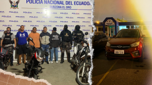 Los sospechosos y las evidencias fueron presentadas en el Comando de la Policía, en Machala.