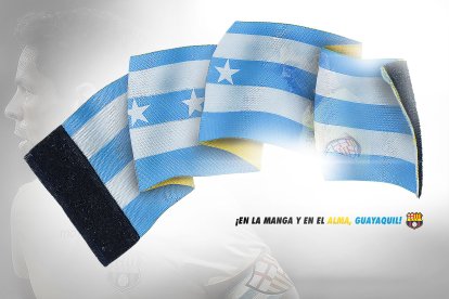 El homenaje a Guayaquil Barcelona hizo una bandera.