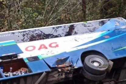 El vehículo pesado se desbarrancó 20 metros.