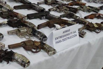 Las armas que se entregarán a las FF. AA. para su destrrucción.