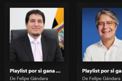 Andrés Arauz, Guillermo Lasso, Xavier Hervas e Isidro Romero tienen sus propias playlist.