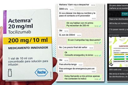 Dentro de las conversaciones con los ofertantes se pueden apreciar las cuentas bancarias para el depósito del dinero por el fármaco.