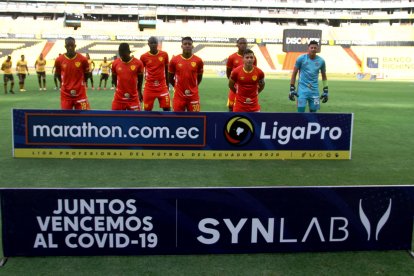 Aucas con 7 jugadores en Monumental. La culpa del Covid 19.