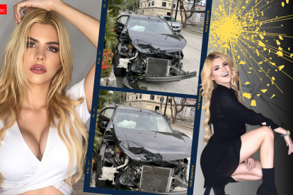 El vehículo de la joven modelo presenta graves daños.