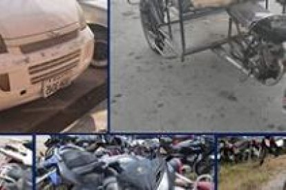fotografías de los vehículos retenidos por la Policá en