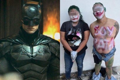 Un justiciero mexicano atrapa a los delincuentes y los pinta como el joker.