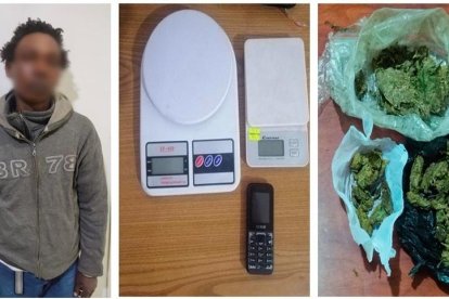 Los sujetos y las evidencias encontradas en el domicilio.