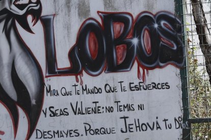 Una casa del sector luce un muro pintado en alusión a Los Lobos.