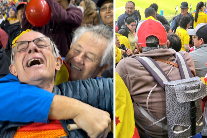 Los hinchas de la tercera edad enterneció a los internautas. Llevaban 77 años esperando el triunfo de Papá.
