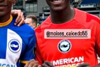 El orgullo ecuatoriano del Brihgton de Inglaterra, Jeremy Sarmiento, Pervis Estupiñán y Moisés Caicedo.