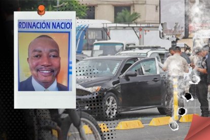 Jerfferson Carlos Cuero Gruezo fue asesinado al mediodía del martes. Conducía este vehículo de color negro. Policía acordonó la escena del crimen.