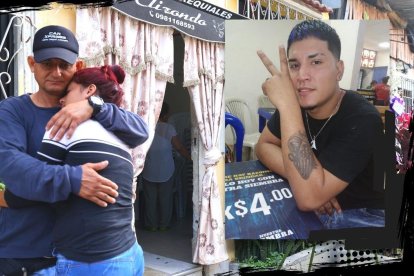 Jheselyn  Jiménez, esposa de Jesús Rivas (foto), recibe el consuelo de su padre.