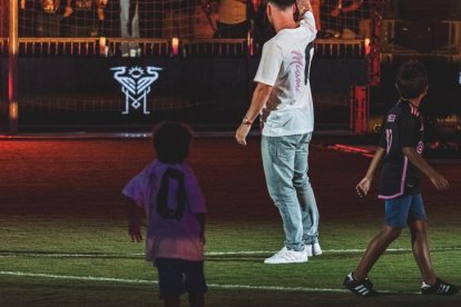 Messi estuvo con sus hijos en su presentación del Inter Miami.