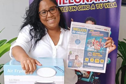 Yadira Vaca, de Guayaquil, se fue felizota a su casa, con su premio bacansísimo.