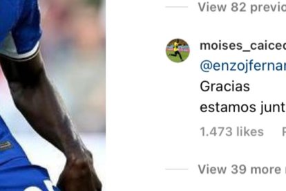 Captura de la publicación de Moisés Caicedo pidiendo disculpas por su mal debút con Chlesea.