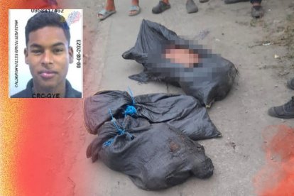 Los restos del joven de 19 años estaba metido en tres sacos de yute de color negro.