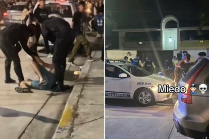 Capturas de pantalla de videos en los que se observa a la Policía Nacional tratando de disipar a la gente en la fiesta 'Proyecto X'