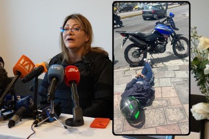 Verónica Sarauz, esposa del asesinado candidato a la Presidencia, Fernando Villavicencio. Al parecer, un hombre que habría tenido intención de atacarla, fue neutralizado.