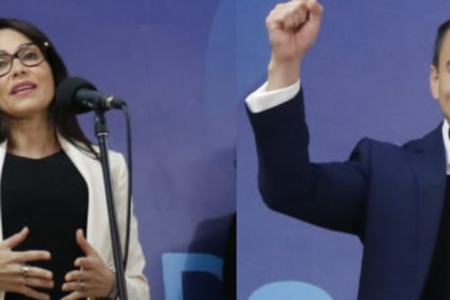 Luis González y Daniel Noboa usan chaleco antibala en el debate presidencial.