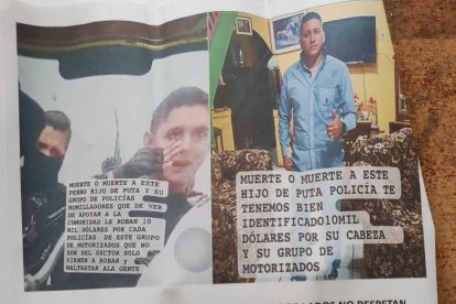 El panfleto con la advertencia.