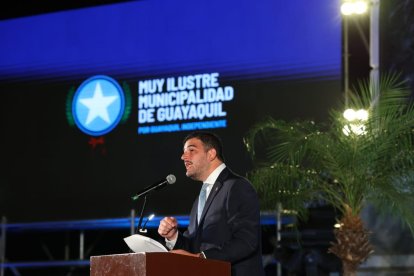 El burgomaestre de Guayaquil en su discurso por los 203 años de la Independencia de Guayaquil