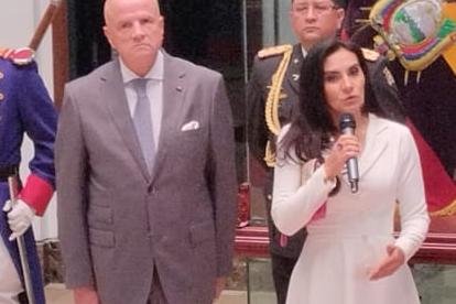 Alfredo Borrero y Verónica Abad en su primer encuentro de empalme videpresidencial.