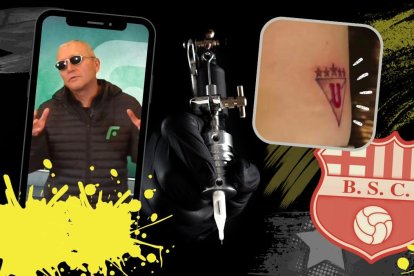 Luis Loco Baldeón y su famoso tatuaje del escudo Liga de Quito, pero dice que su cuerpo espera el de Barcelona.