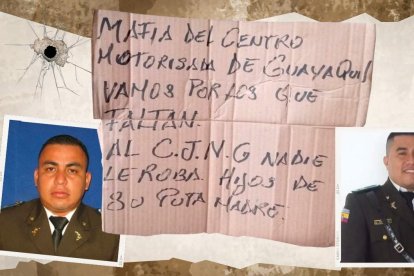 Junto al cuerpo del cabo de la Policía Víctor Alfonso Lombeida se halló un panfleto.