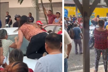 La mujer golpeó el carro porque habría encontrado a su esposo en un acto infiel.