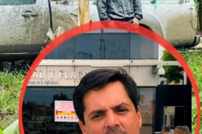 Rory Sangster junto a su camioneta robada el 18 de diciembre.