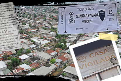 Esta es una  de las volantes que dejan en las casas de esta zona de Guayaquil. 2. El comprobante de pago emitido por las bandas.