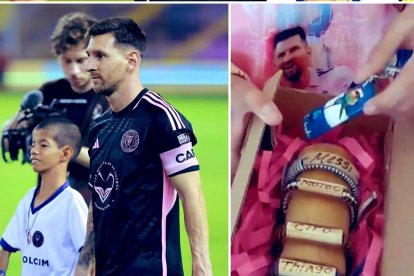 Para nunca olvidar, Levi Sandova y Lionel Messi salieron juntos a la cancha.