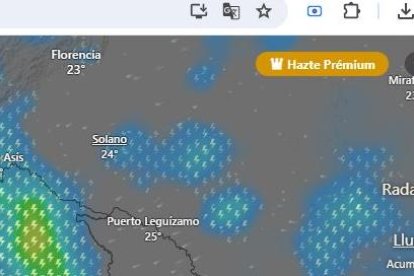 En la aplicación en línea Windy.com se muestra la forma en la que se desplazarán las precipitaciones