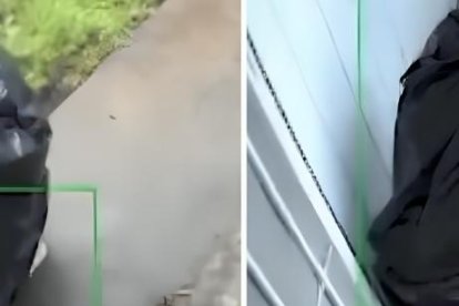 El pillo se colocó una funda de basura encima para cometer su fechoria