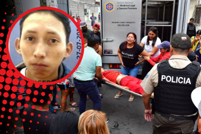 Éricka Ramos llora desconsolada  al ver el cadáver de su hermano Eddy Ramos Morales.