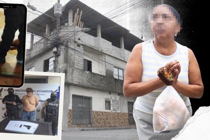 Hilda muestra cómo le suplicó al individuo que se metió a su casa que no la matara. Se arrodilló para implorarle que no le disparara.