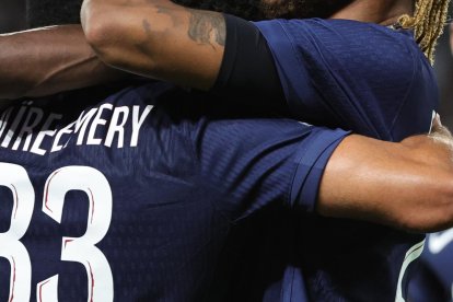 Los jugadores de PSG celebran uno de los goles conseguidos ante Montpellier, en la fecha 2 de la Ligue 1